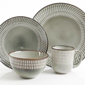GE FANTASIA - 16 PC DW SET - GREY - RD - EMBOSSED - REACTIVE - STONEWARE - GBX